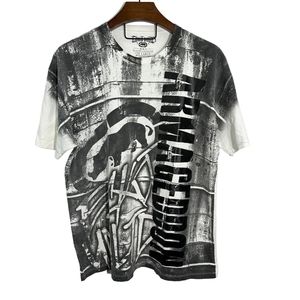 ECKO UNLTD MMA Collab White T-Shirt‎ AOP Front Y2K Grunge Skater Size 2XL